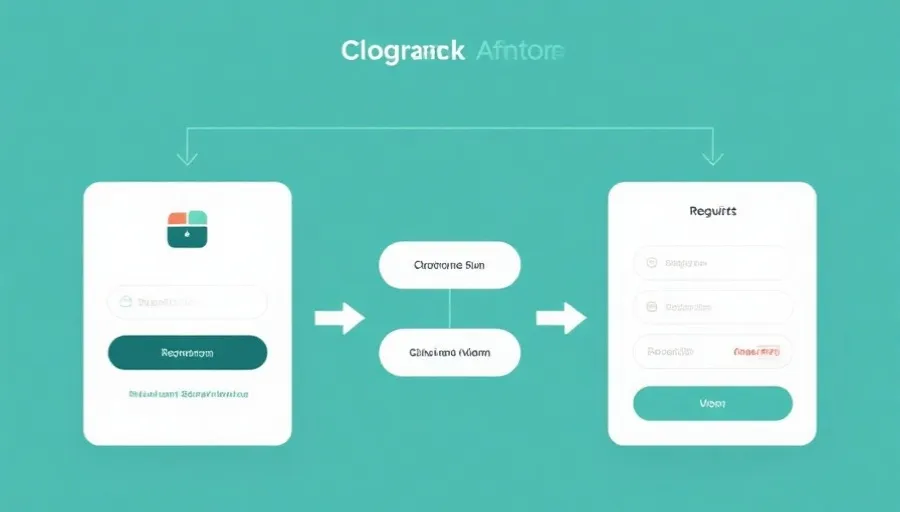 注册流程示意图，突出步骤和信息流